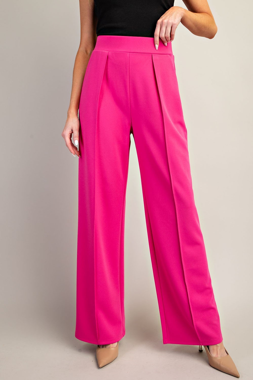 Hot Pink High Waist Wide Leg Pants