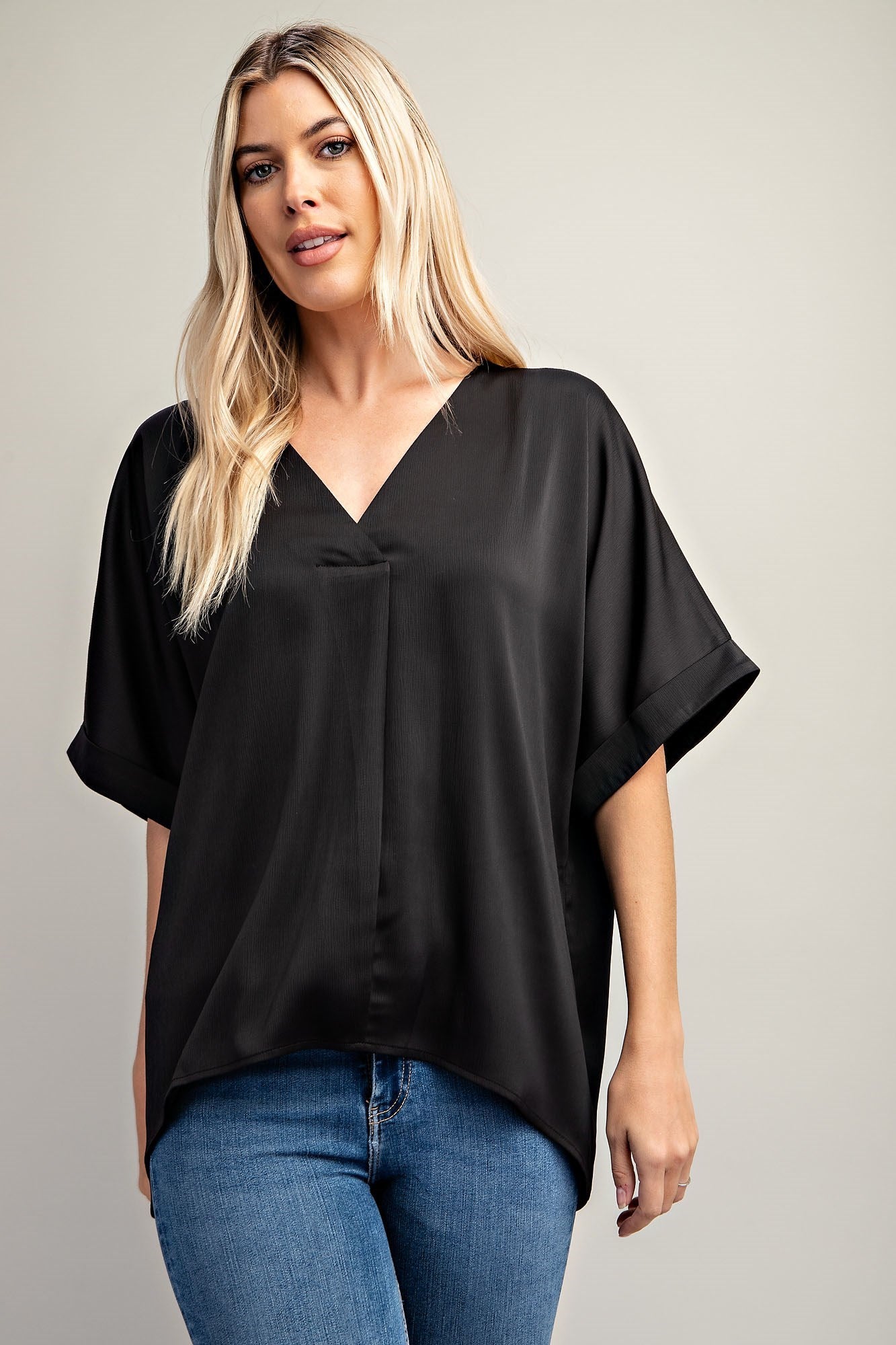 V-Neck High Low Blouse