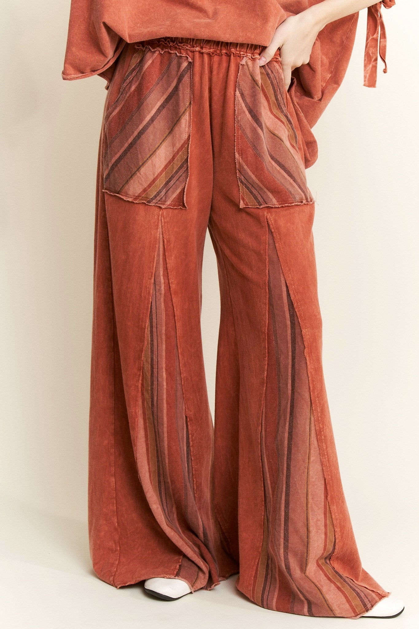 Jher MineralWash Striped detail Flare Pants