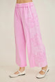 Jher Mineral Washed Eyelet Flower patched Wide leg pants