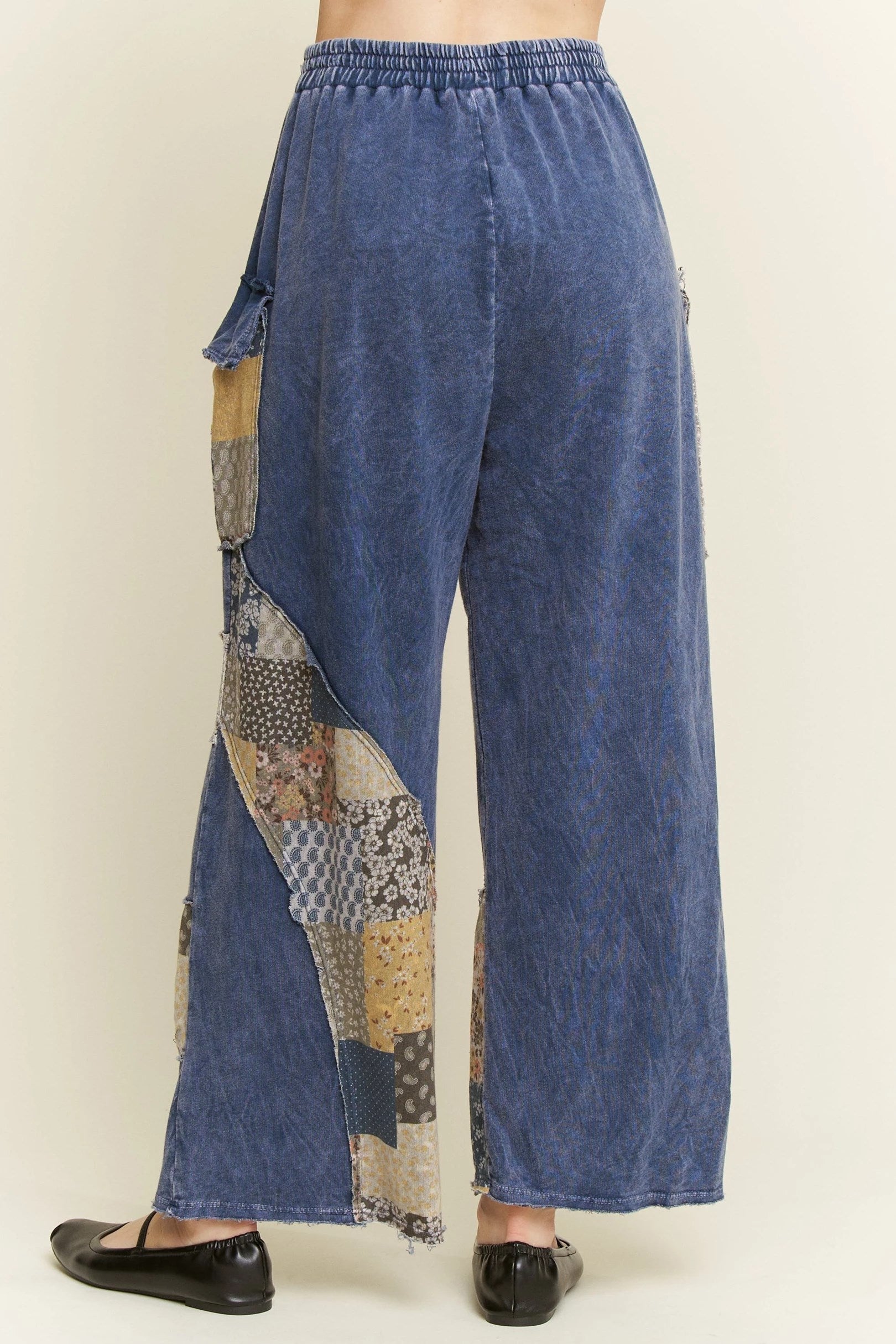 JHER MineralWashed Patchwork Lace detail Wide leg pants