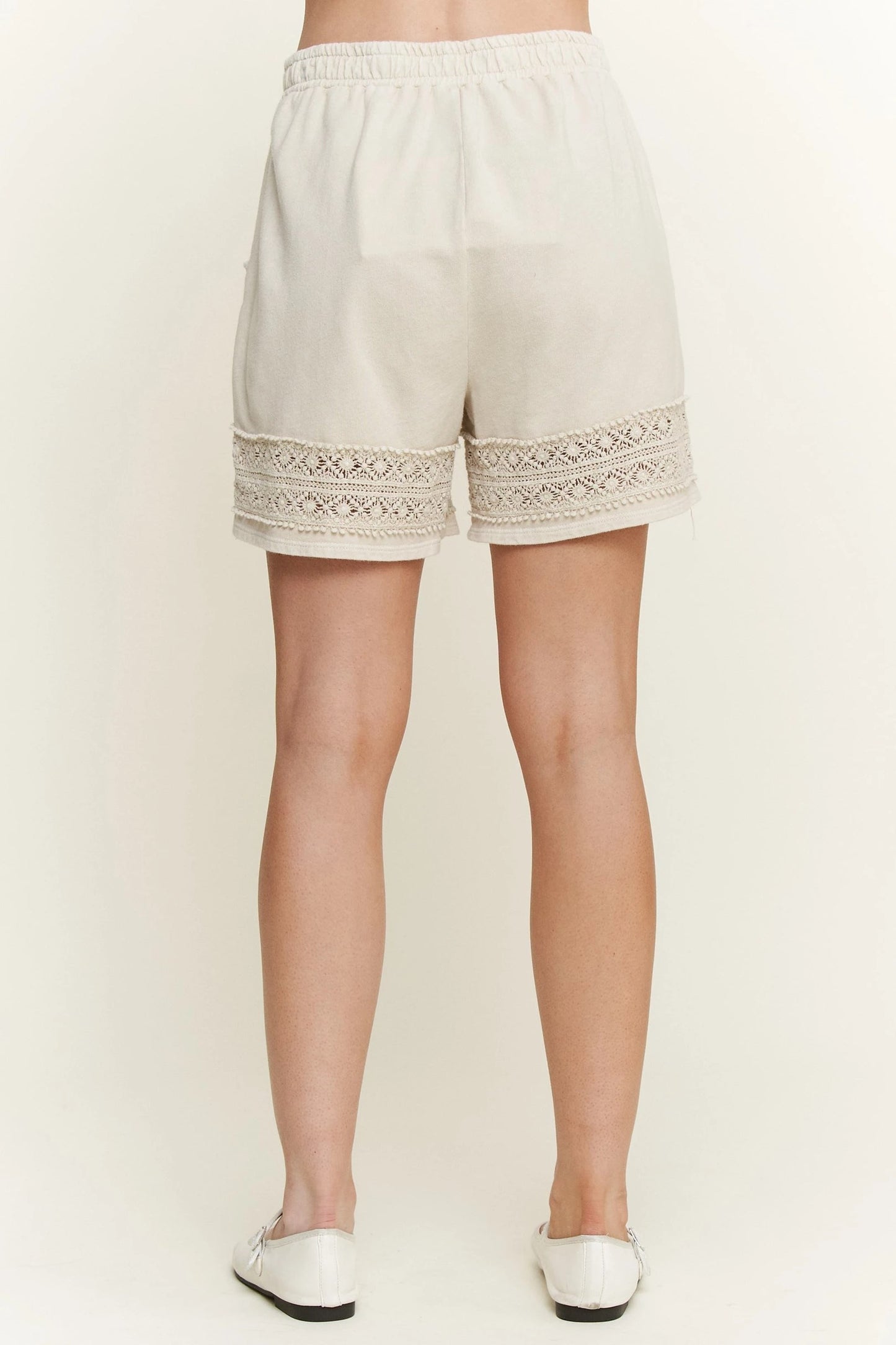 Jher Mineral Washed Lace Trim Shorts