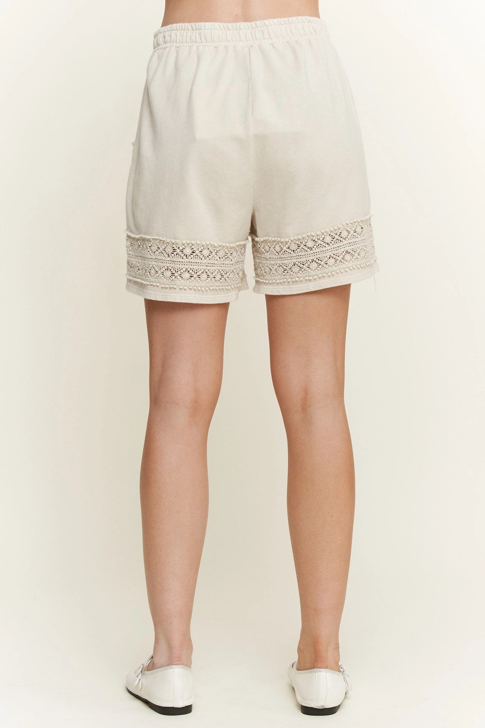 Jher Mineral Washed Lace Trim Shorts
