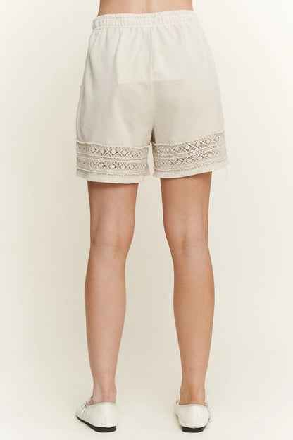 Jher Mineral Washed Lace Trim Shorts