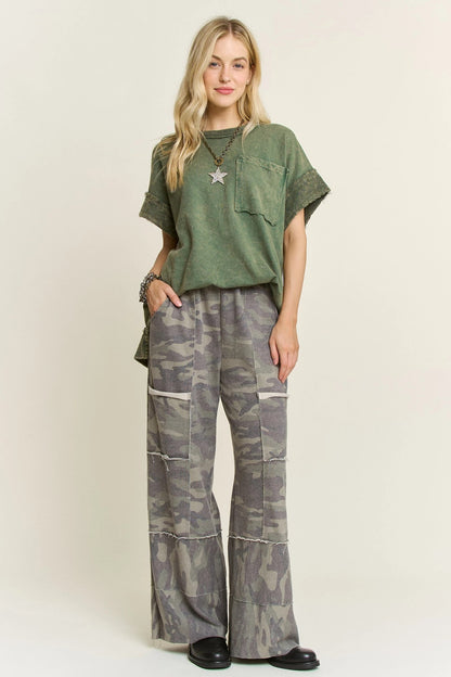 Jher Olive washed terry Camo Pants