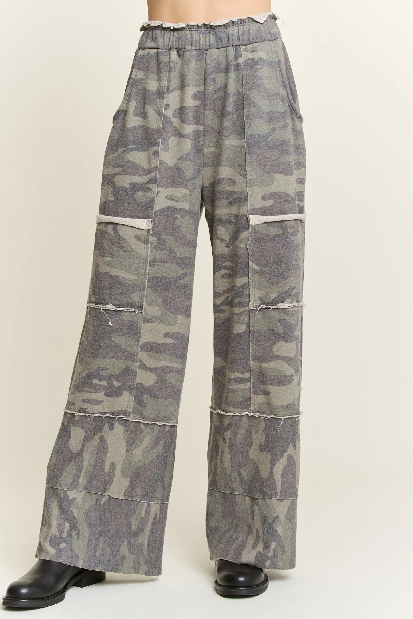 Jher Olive washed terry Camo Pants