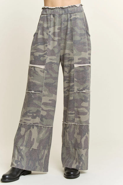 Jher Olive washed terry Camo Pants
