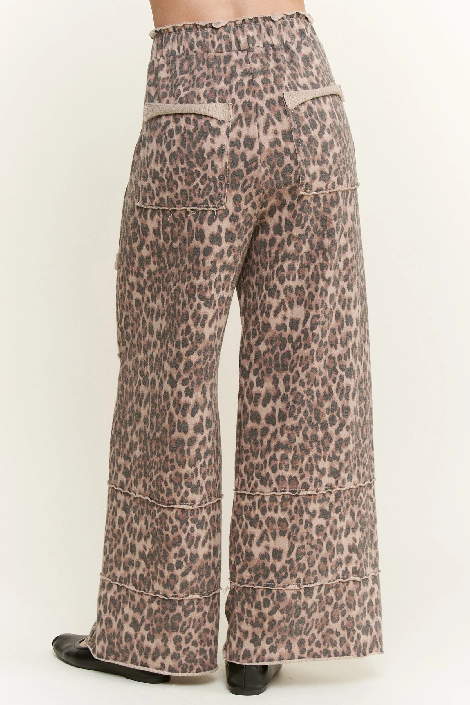 Jher Mineral Washed Animal Leopard Wide Leg Pants