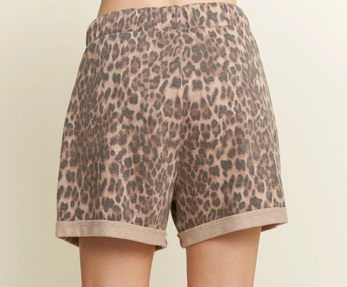 JHer Mineral Washed Leopard Animal Print Shorts