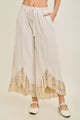 Jher Mineral Washed Lace Ruffles Cropped Pants