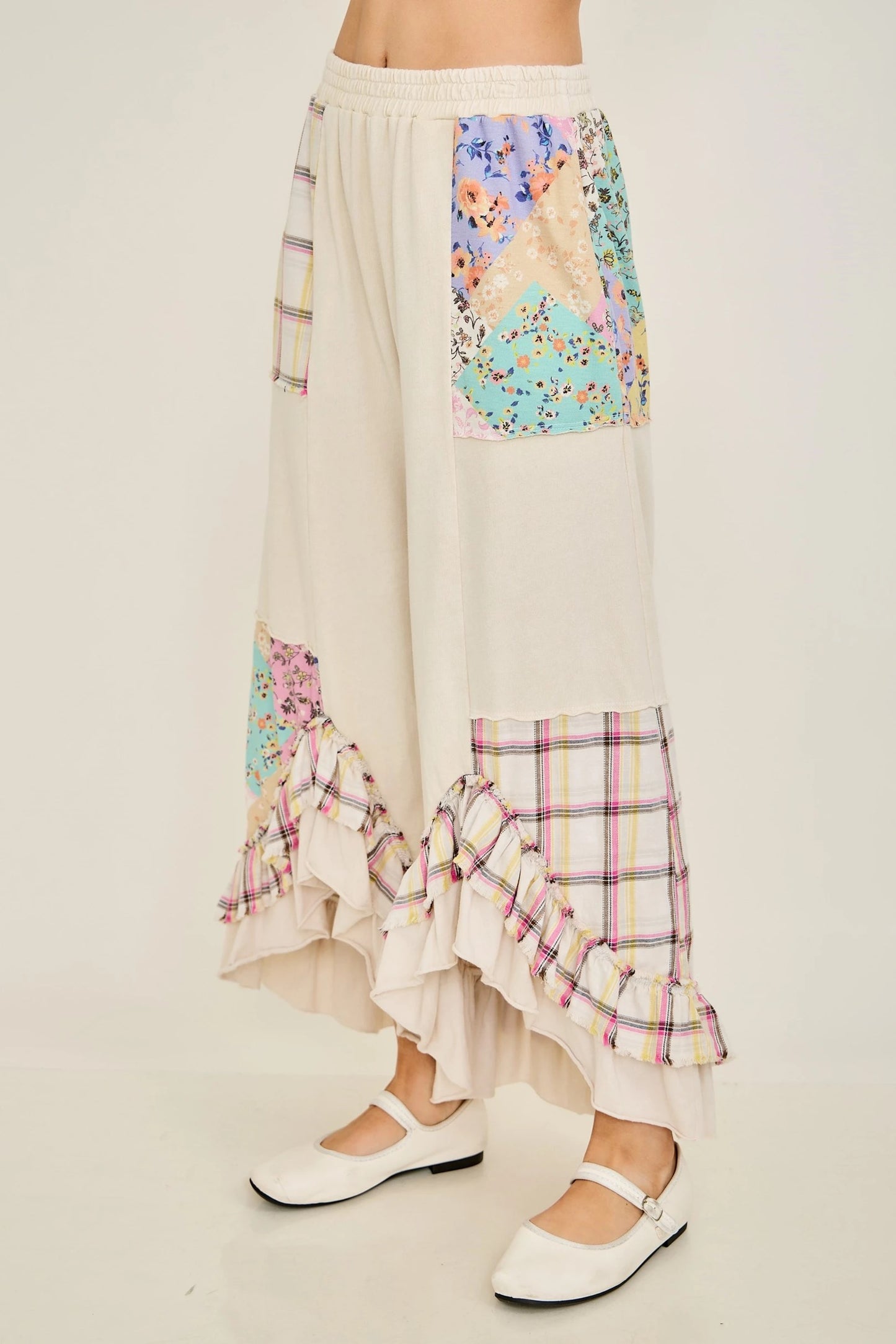 JHer Mineral Washed Patchwork Pants