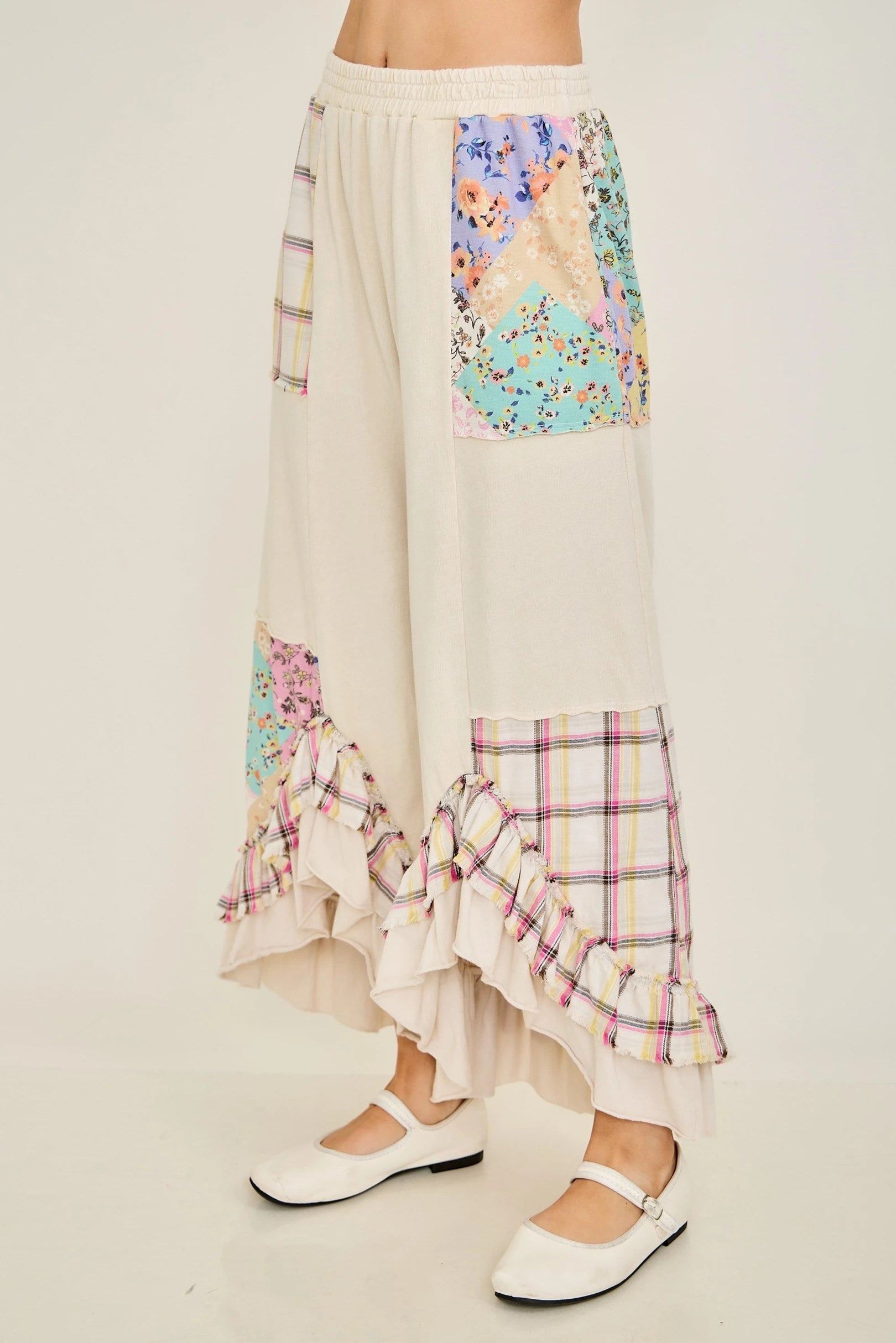 JHer Mineral Washed Patchwork Pants