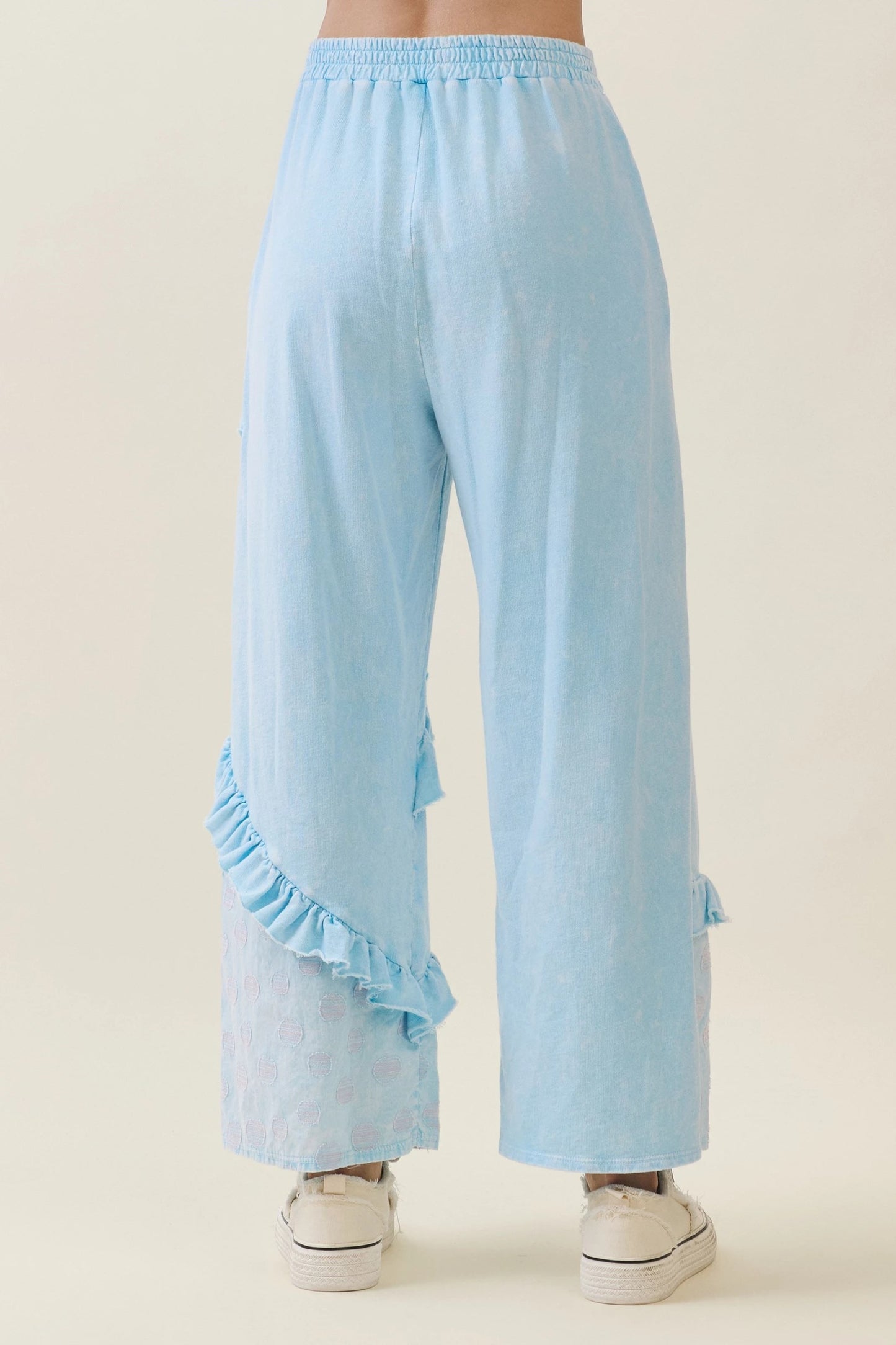 Jher Mineral Washed Boho Polkadot Ruffle Pants