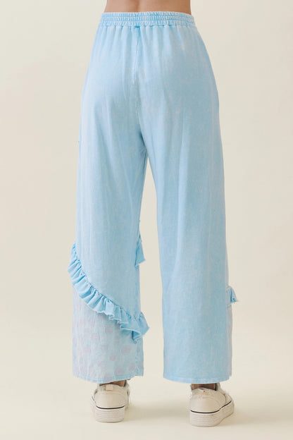 Jher Mineral Washed Boho Polkadot Ruffle Pants