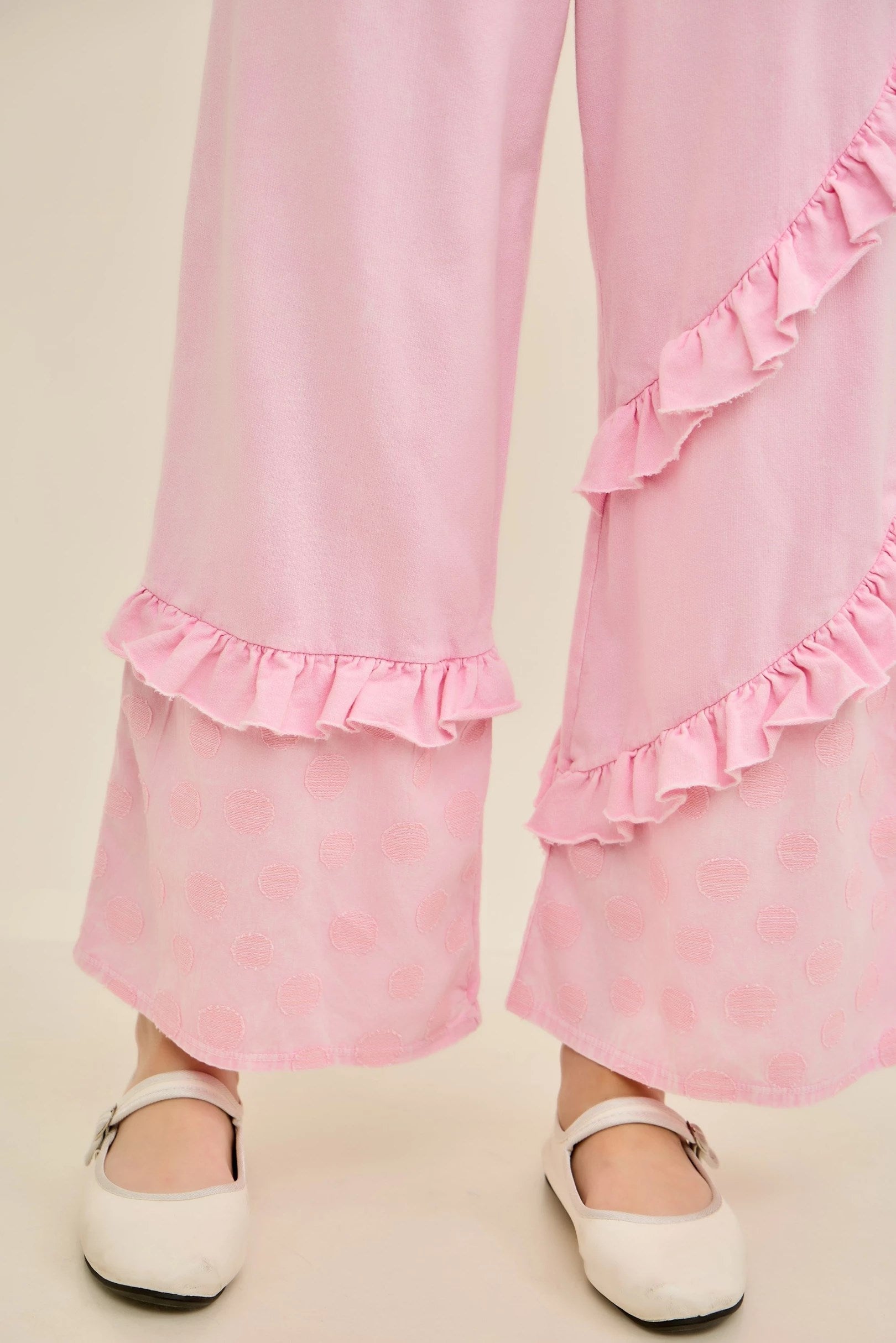 Jher Mineral Washed Boho Polkadot Ruffle Pants – Felecia Bella
