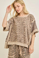 Jher Animal Cheetah Leopard Terry crewneck top