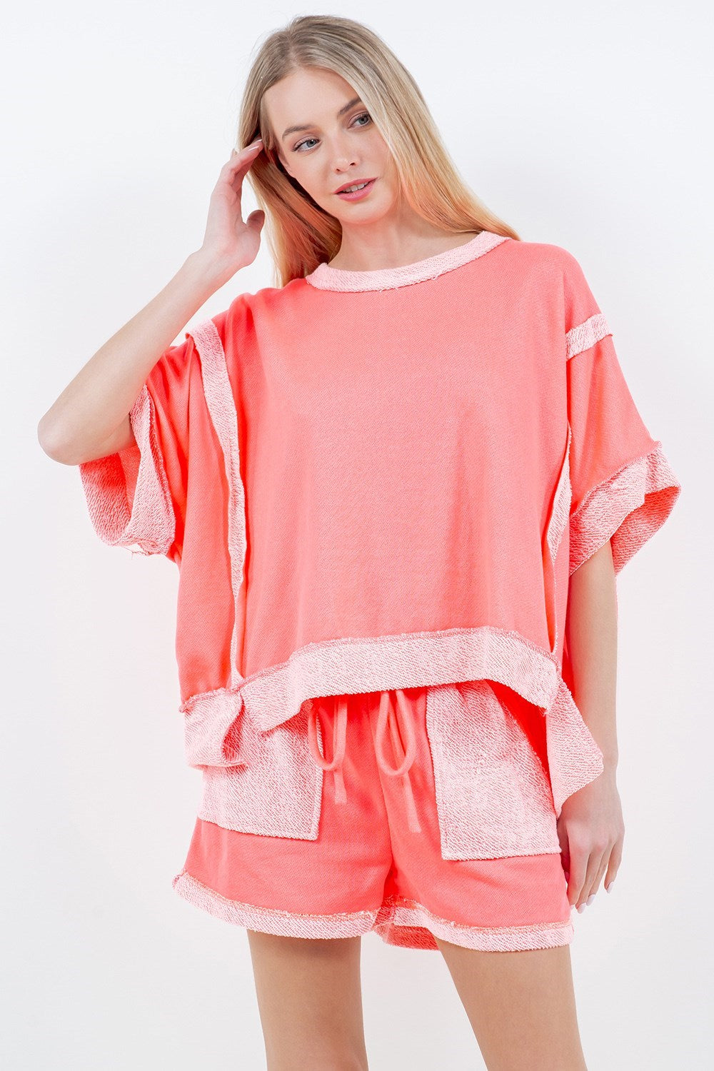 Jher Oversized Reverse Contrast Banded Top