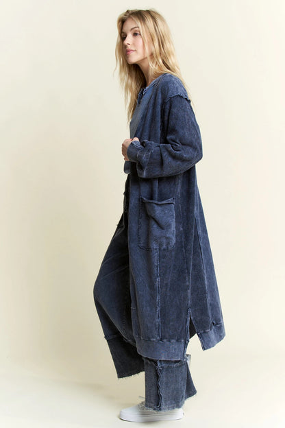 JHer MineralWash Soft French Terry Oversized Cardigan
