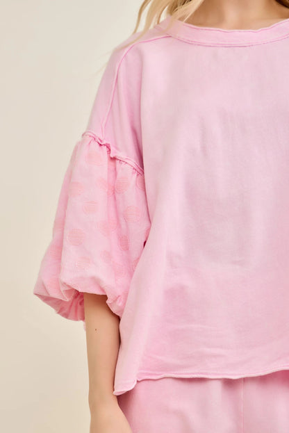 Jher Polka Dot Balloon Puff Top