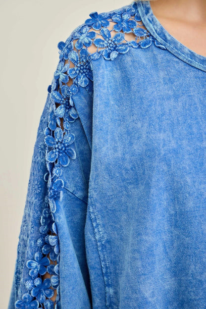 Jher Mineral Washed Flower trim detailed Lounge top