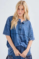 JHER Mineral Washed Henley Half sleeve Top