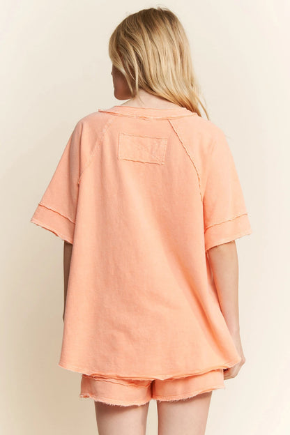 Jher Mineral Washed Vneck Top
