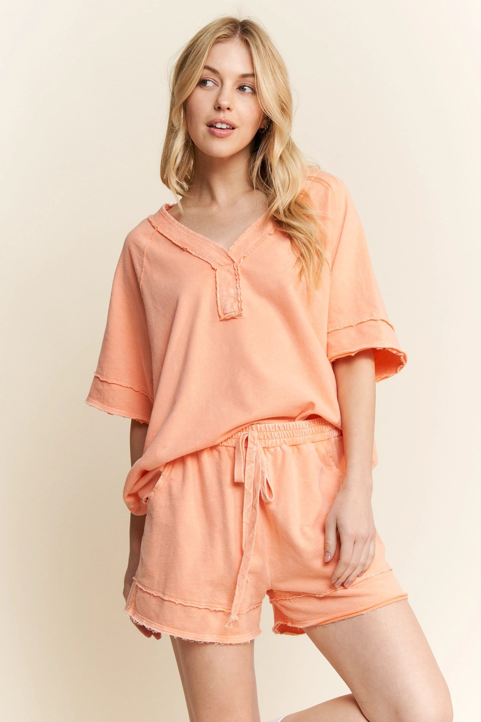 Jher Mineral Washed Vneck Top