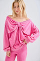 JHer Mineral Washed Off-the-Shoulder Ribbon Bow Cutie top
