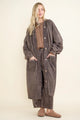 JHer Mineral Washed Corduroy Hoodie Maxi Jacket Coat
