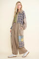 Jher Mineral Washed Boho Plaid Patched Jacket