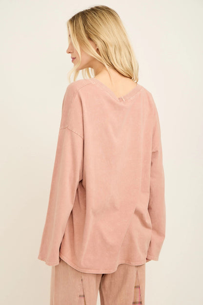 J.Her Surgar Rose Vneck Long Sleeve