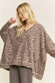 Jher Washed Cheetah Leopard Oversized V-Neck Top