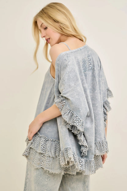 JHer MIneral washed lace Kimono