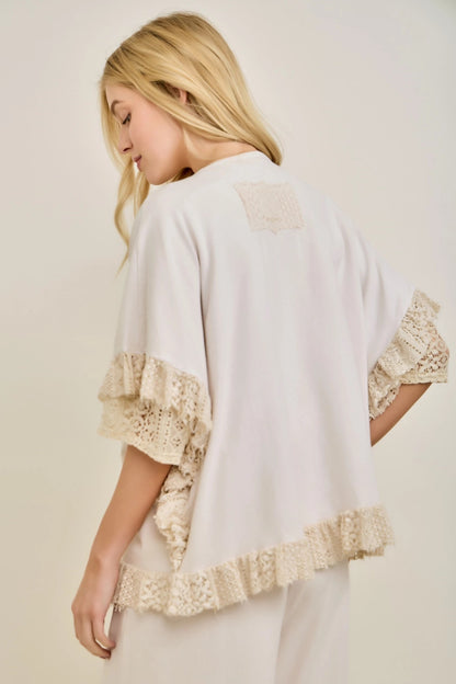 JHer MIneral washed lace Kimono
