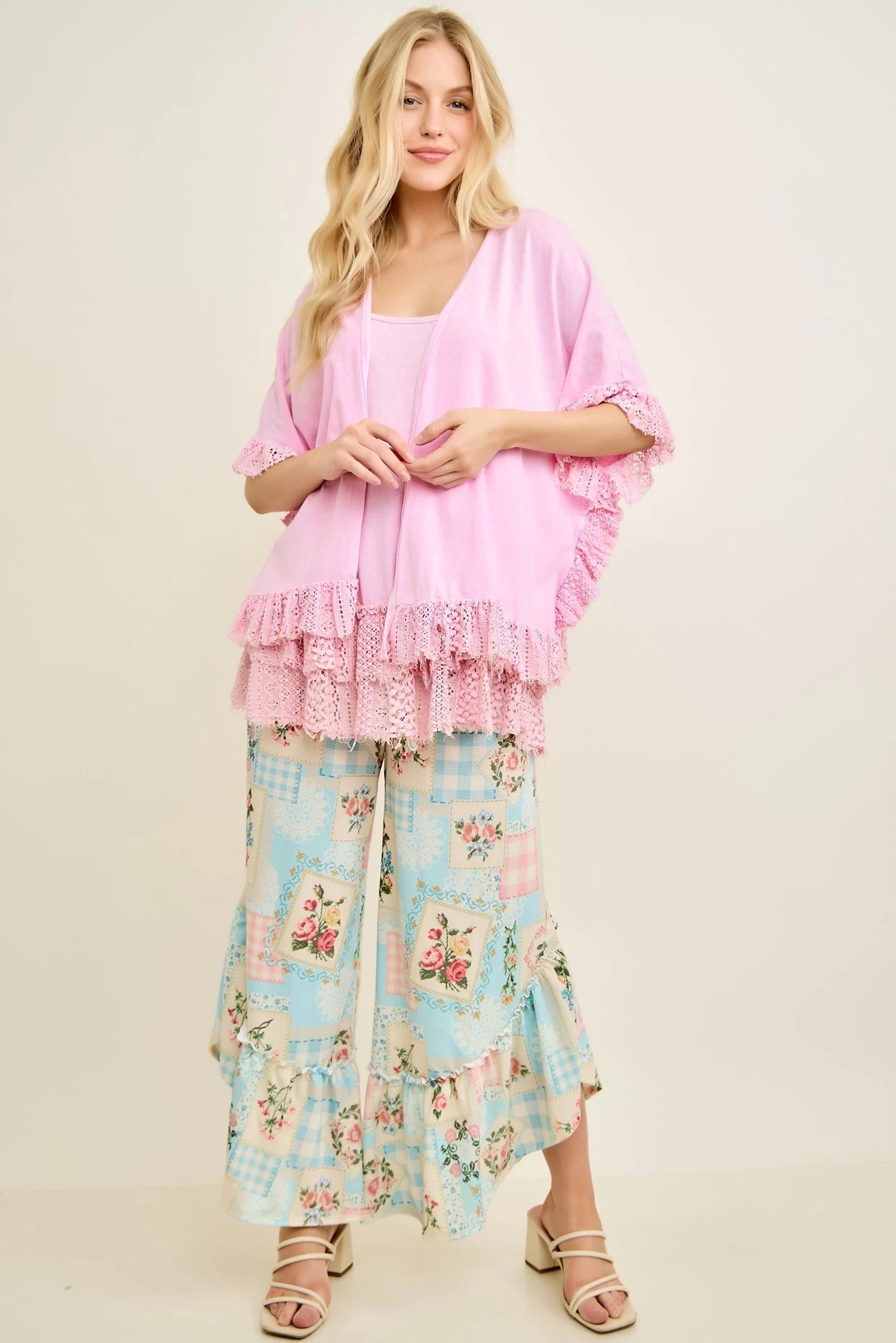JHer MIneral washed lace Kimono