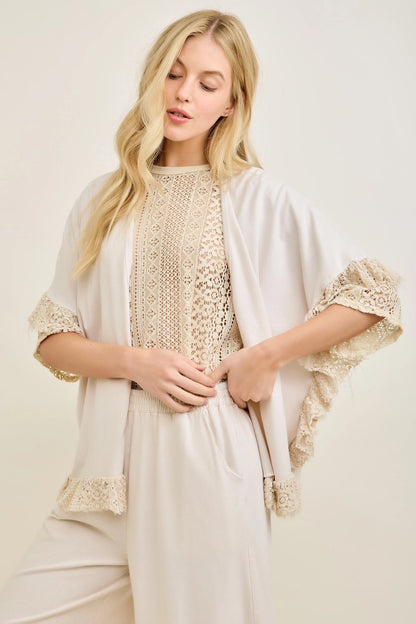 JHer MIneral washed lace Kimono