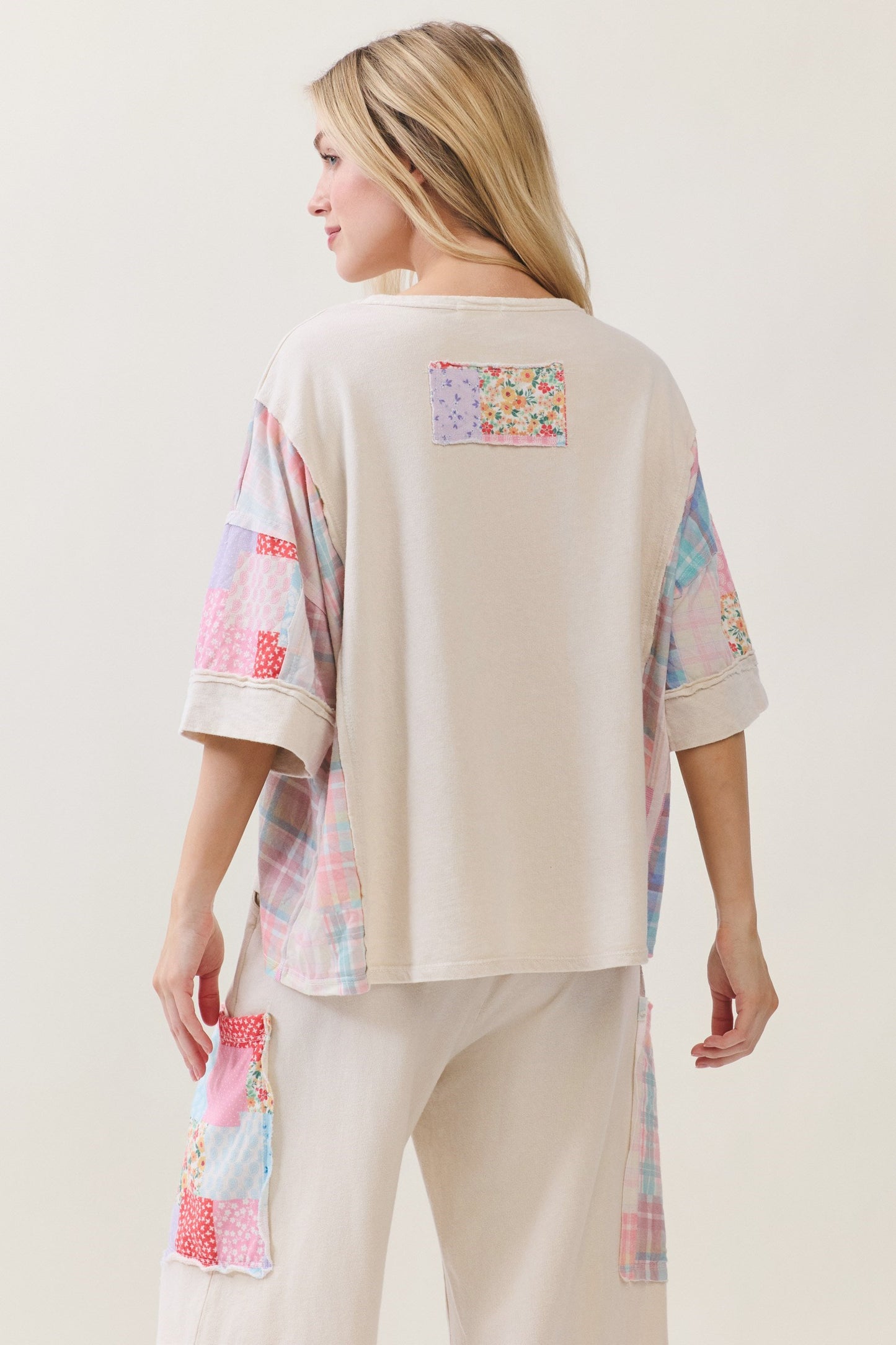 Jher Mineral Washed Patchwork Pocket Top