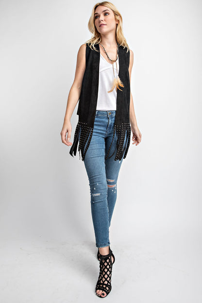 Vocal Suede Studded fringe Vest