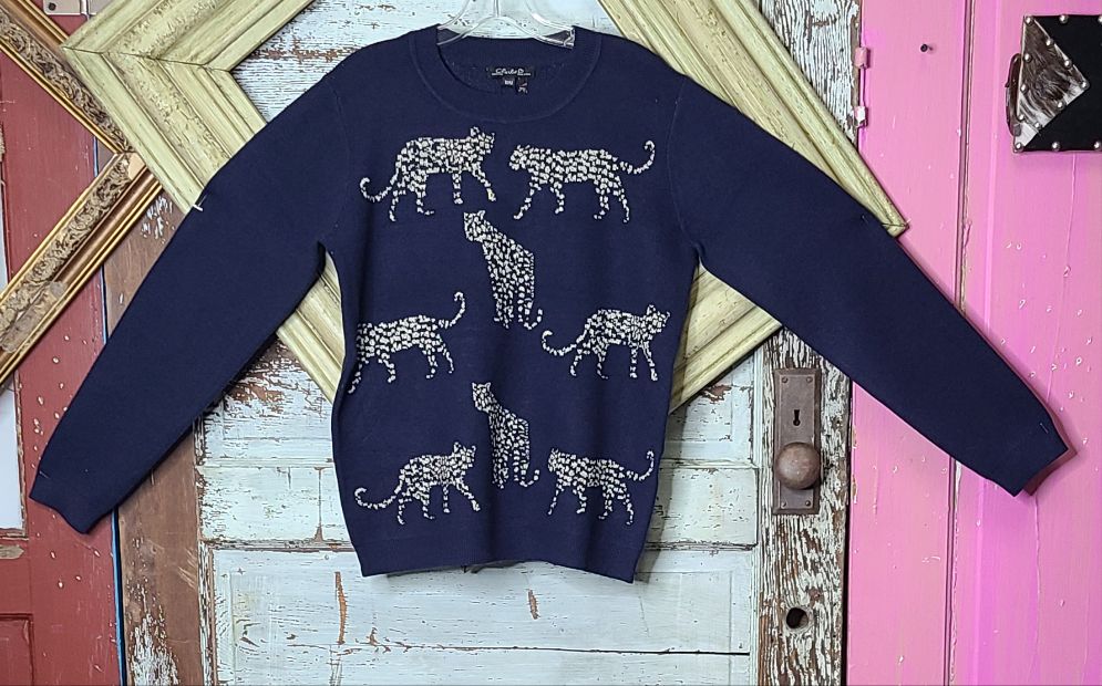 Cheetah Jacquard Sweater With Lurex Mix Yarn