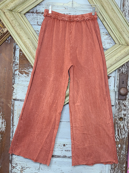 J.Her Mineral Washed Side Knit wide leg pant