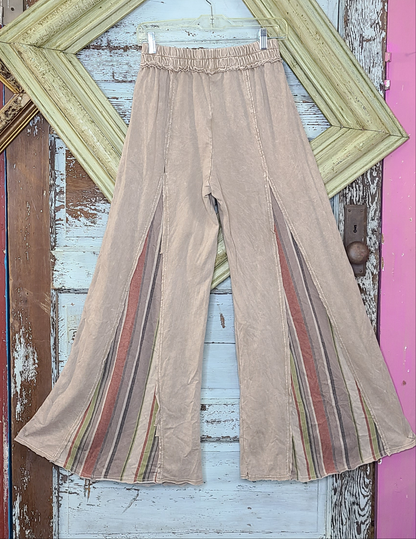 Mineral wash striped detail flare pant