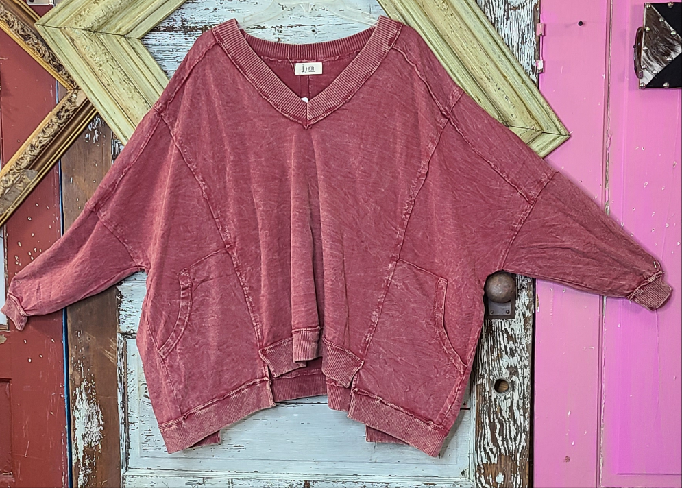 J.Her Mineral wash effortless pullover sweatshirt