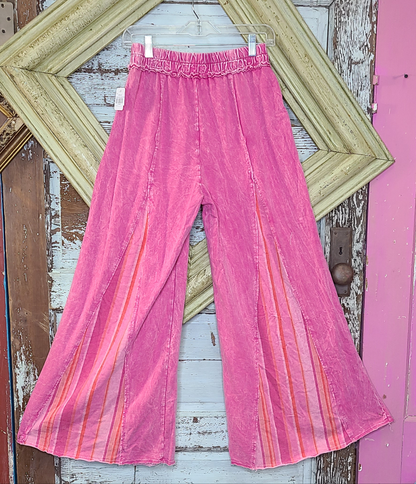 Mineral wash striped detail flare pant