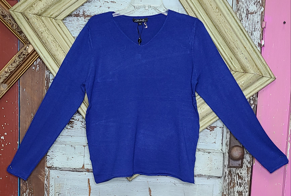 Sapphire V-neck Plushy Basic Sweater