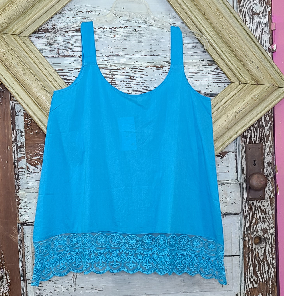 Paper Lace Bule Cotton Cami