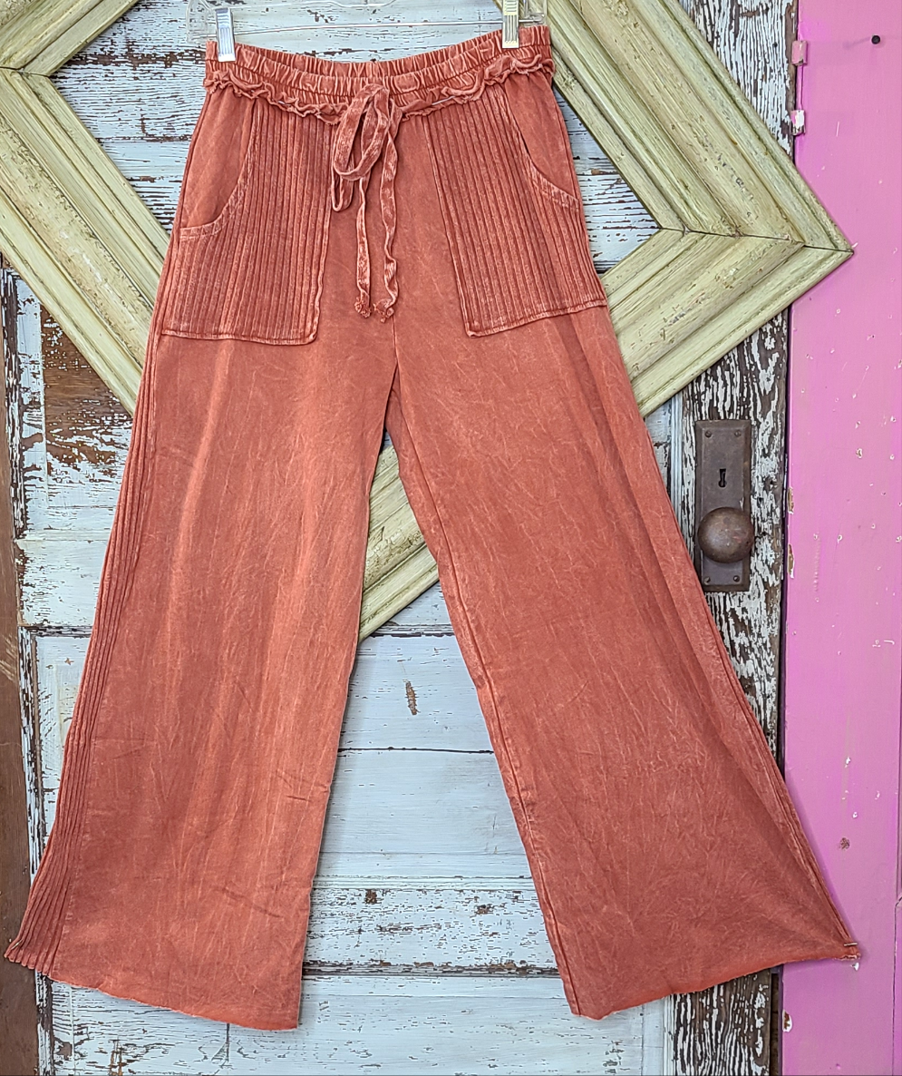 J.Her Mineral Washed Side Knit wide leg pant