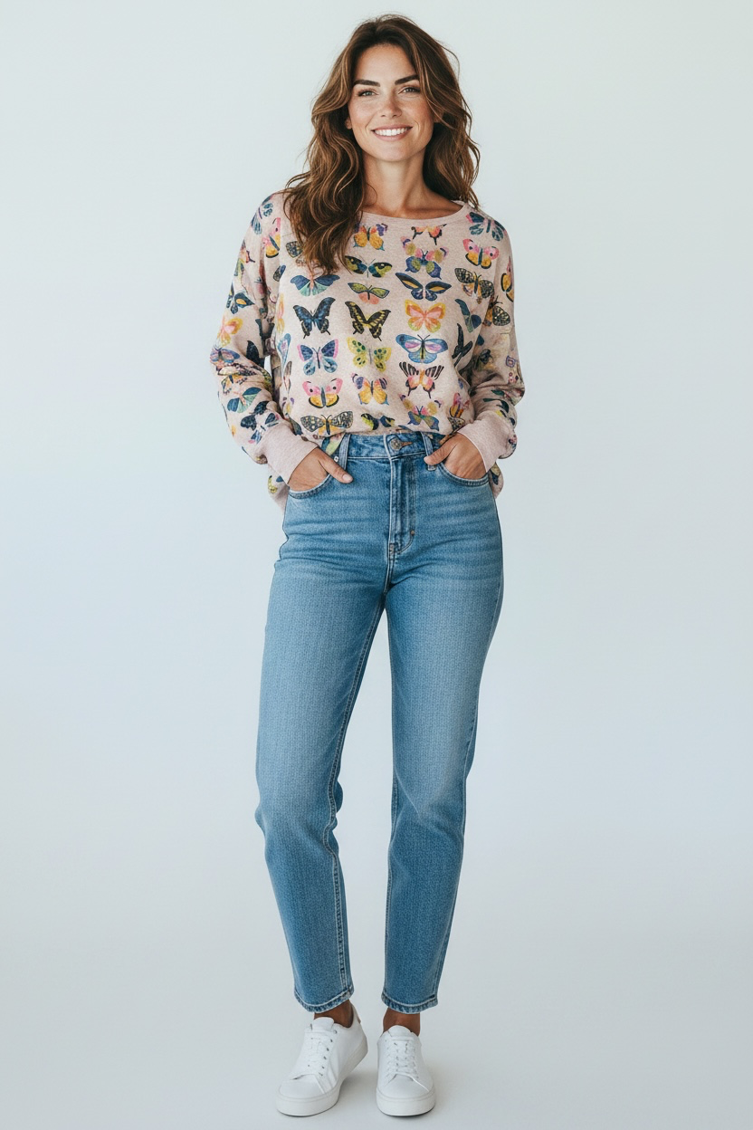 I Love Linen Butterfly Lightweight Sweater