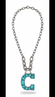 Alice Silver Initial C Necklace with Turquoise Stone