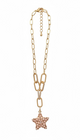 Alice Gold Paperclip Necklace with Pink Crystal Star