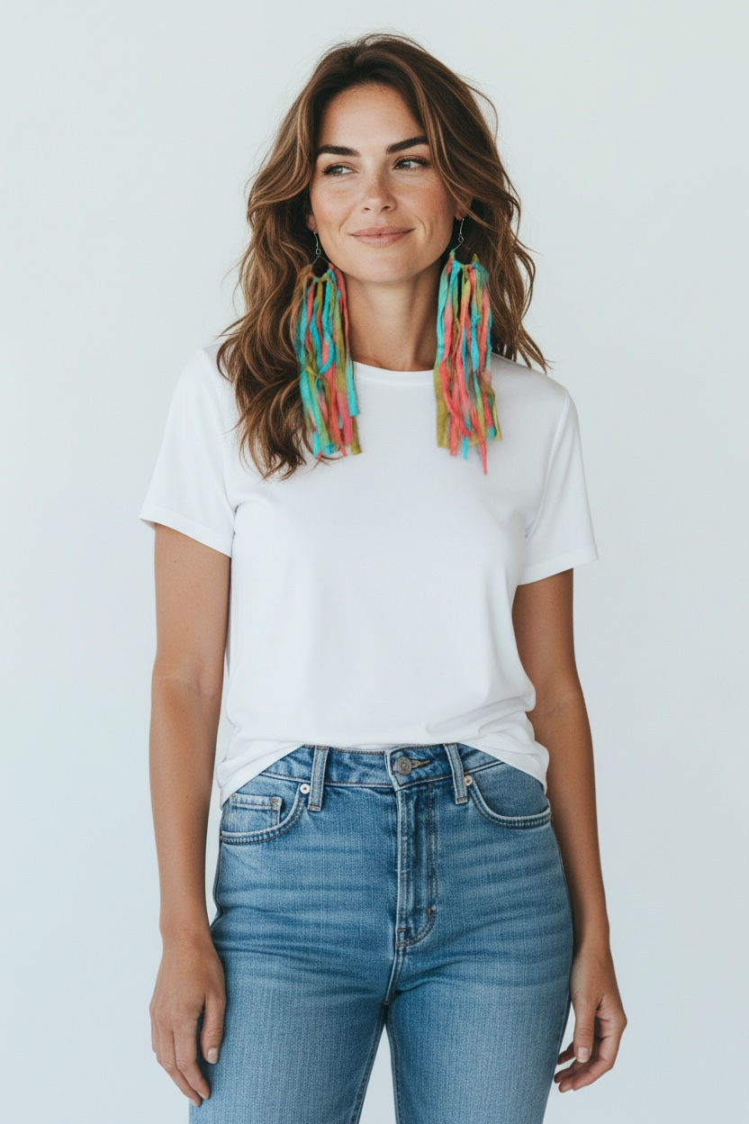 Alice Sari Silk Fringe Hoop Earrings